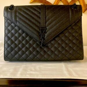 Saint Laurent Large Monogram Triquilt Envelope Shoulder Bag-